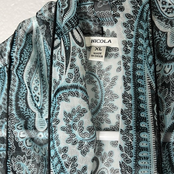 Nicola Sheer Retro Paisley Western Polyester Women's Top Blouse Size XL - Picture 6 of 6